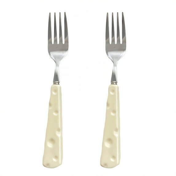 ACDANC 2 Pieces Forks Stainless Steel,Cheese Handle Salad Forks,Stainless Steel Dinner Forks,Mix2