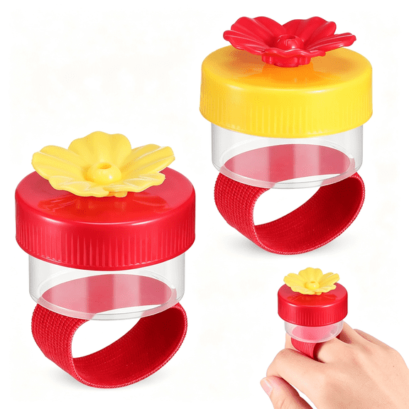 ACDANC 2 Pieces Hummingbird Wrist Feeder for Outdoor Hummingbird Hand Feeder Feeding Perch Feed with Adjustable Strap Flower Held Mini Hand Feeding Tools (Ring Style)