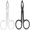 thumbnail image 1 of ACDANC 2 Pieces Tweezers Scissor Handle Straight Tip Scissor Shaped Eyebrows Tweezers for Hair Plucker Remover Facial Hair Eyebrows Care (Silver and Black), 1 of 7