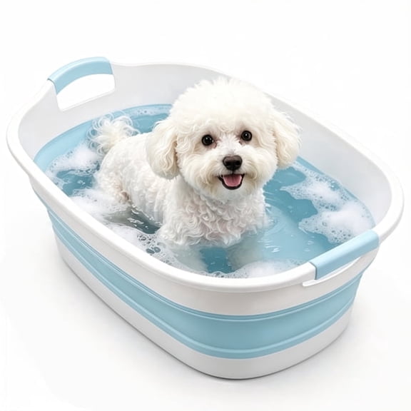 ACDANC 20.86 Inch Dog Bathtub with Drain Plug,Foldable Dog Tub for Bath,Portable Pet Bathtub for Dogs Cats,Dog Bathing Station Multi-Functional Pet Tub(Blue)