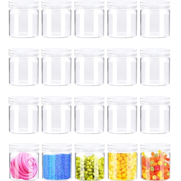 ACDANC 20 Pack Clear Slime Containers with Lids, Round Plastic Jars, Wide Mouth Leakproof Travel Jars for Refillable Storage of Cosmetics, Makeup, Cream, Candy, Lotion, Butters 4Oz