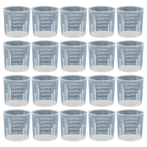 ACDANC 20 Pcs 30ml Plastic Medicine Measuring Cups with Lids, Clear Graduated Containers for Liquid Medication