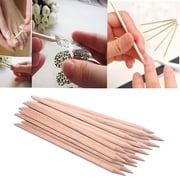 ACDANC 20 Pcs Orange Wooden Sticks for Nails, 4.3 Inch Double Sided Wood Cuticle Pusher Tool Disposable Orangewood Nail Stick, Bamboo Manicure Stick