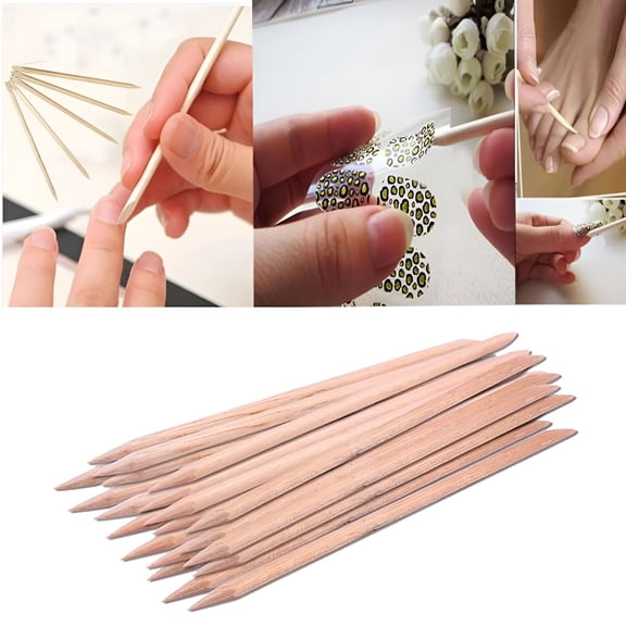 ACDANC 20 Pcs Orange Wooden Sticks for Nails, 4.3 Inch Double Sided Wood Cuticle Pusher Tool Disposable Orangewood Nail Stick, Bamboo Manicure Stick