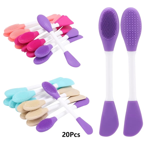 ACDANC 20 Pcs Silicone Face Mask Applicator,2 in 1 Double-Sided Facial Scrubber Brush Tool,Double-Head Manual Cleansing Brush for Deep Gentle Exfoliating