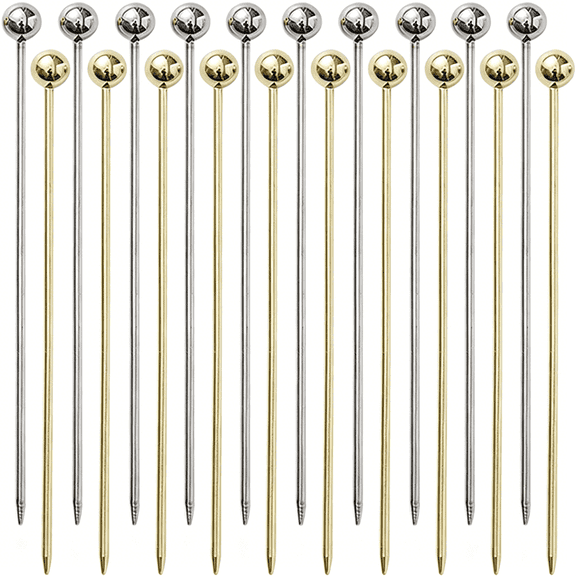 ACDANC 20 Pcs Stainless Steel Cocktail Toothpicks,Cocktail Picks for Drinks,Reusable Cocktail Skewers for Drinks,Metal Cocktail Tooth Picks for Appetizers (4.3 Inch)