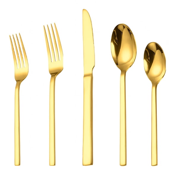 ACDANC 20-Piece Flatware Set,Forged Cutlery Set,Mirror Finish Silverware Service for 4,Stainless Steel Tableware with Square Handle,Dishwasher Safe