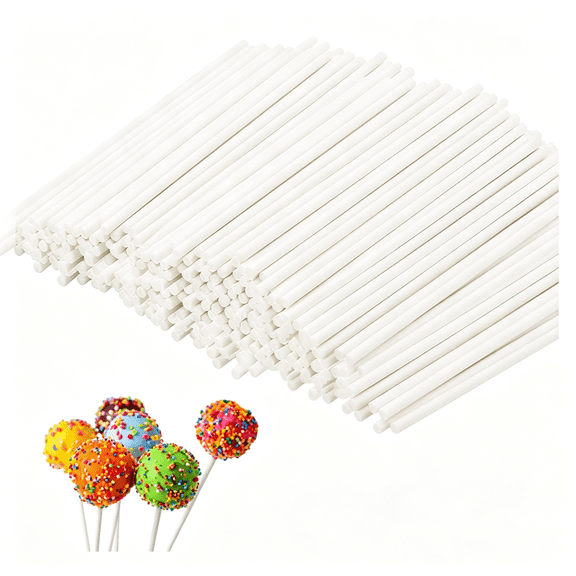 ACDANC 200 Count White Lollipop Sticks,6" Paper Sticks Sucker Stick for Cake Pops,Cupcake Toppers,Candy Melt,Chocolate,Cookie,Dessert(Dia 3.5Mm) Perfect for Cake Pop