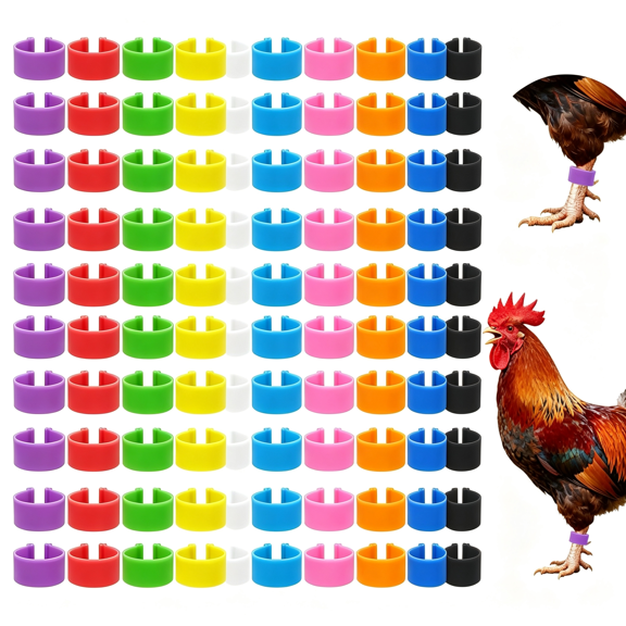 ACDANC 200 Pcs 16Mm Chicken Leg Rings Colorful Numbered Chicken Identification Leg Bands Clip on Poultry Foot Rings Chicken Ankle Tags for Chicks Duck Bantam Guinea Pigeons Gamefowl