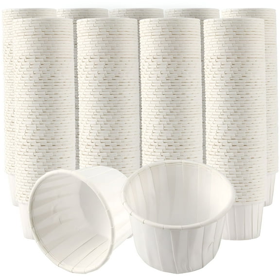 ACDANC 200 Pcs 4 Oz Paper Portion Cups, White Treated Souffle Cups for Sauce, Condiments, Samples, Jello Shots, Disposable Measuring Baking Cups