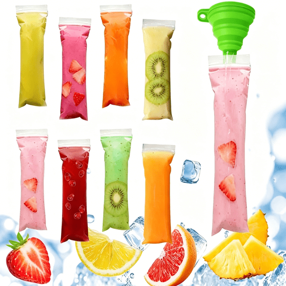 ACDANC 200 Pcs Disposable Ice Pops Molds with Funnels, Single-Use