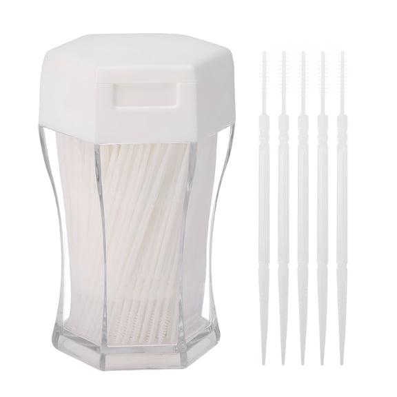 ACDANC 200 Pcs Double-Head Plastic Toothpicks, Interdental Flossers with Ergonomic Grip, Oral Care Dental Picks for Home and Travel