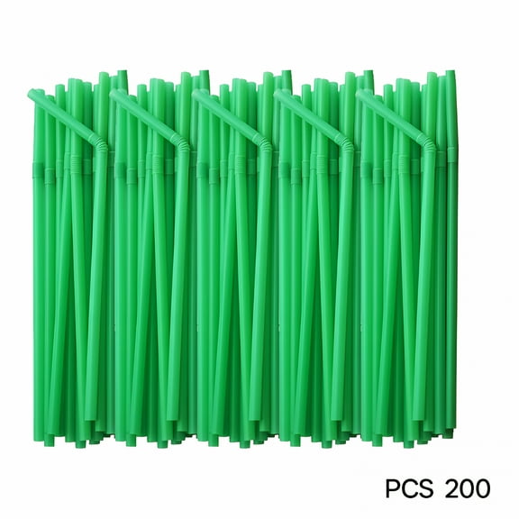 ACDANC 200 Pcs Flexible Plastic Drinking Straws,Extra Long Colorful Disposable Bendy Party Fancy Straws