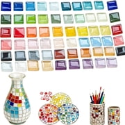 ACDANC 200Pcs 10Mm Colorful Transparent Square Glass Mosaic Tiles, Diy Art Craft Pieces for Coaster Picture Home Kitchen Bathroom Wall Decor Mosaic Tiles for Crafts