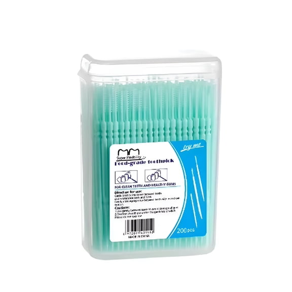 ACDANC 200pcs Double Head Toothpicks,Box Dental Floss Interdental Toothpick Brush Teeth Stick Teeth Cleaning Tool Portable Oral Care Toothpicks