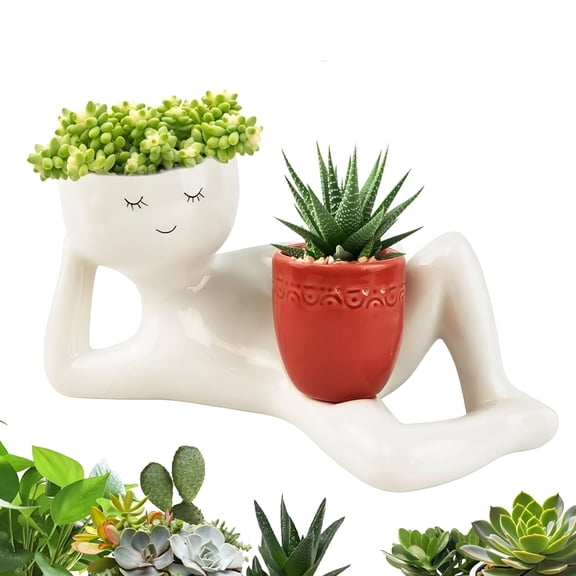 ACDANC 2025 Lazy Guy Planter,Lazy Little Character Flowerpot,Resin Flower Head Planters,Funny Plant Pots Flower Succulents Planter,Unique Lying Down Figure Succulent Pots for Home Garden Decor