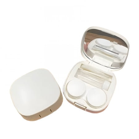 ACDANC 2026 New 1 Pack Contact Lens Case with Cleaner Washer,Cute Contact Lens Case Travel Kit with Mirror Tweezers Remover Tool Solution Bottle for Travel Daily Outdoor (White)