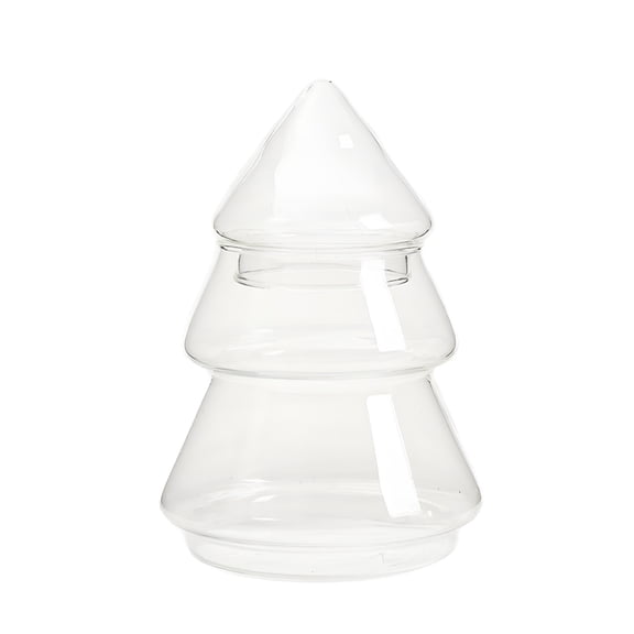 ACDANC 2026 New 1 Pcs Christmas Tree Candy Jars,Glass Cookie Jars with Lids,Clear Glass Candy Box Christmas Tree Shaped Sweet Cookie Jar for Xmas Festival Holiday Party Gift Table Decoration 4.13"