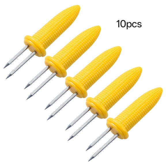 ACDANC 2026 New 10 Pc Stainless Steel Corn Holders Corn on the Cob Skewers for Bbq Twin Prong Sweet Corn Holder Home Cooking Fork Corn Cob Holder Skewers with Silicone Handle for Bbq