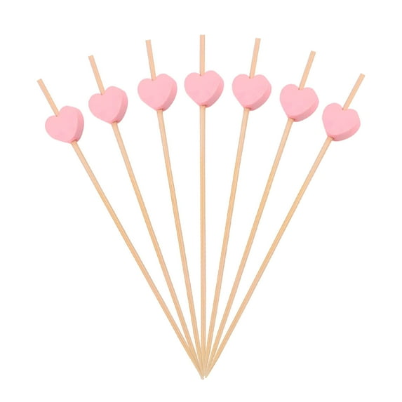 ACDANC 2026 New 100 Pcs 12 Cm Cocktail Picks Creative Handmade Heart Shape Bead Appetizer Picks Fruit Toothpicks Party Supplies for Parties,Weddings,Appetizers,Cocktails,Buffets (Pink)