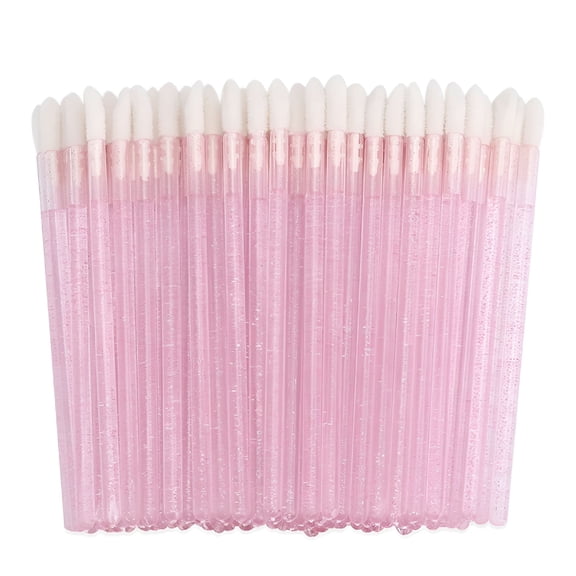 ACDANC 2026 New 100 Pieces Lipstick Wands Disposable Lip Gloss Cosmetic Applicator for Salon,Home,Makeup,Travel Ctystal Lip Wands Bulk- Pink
