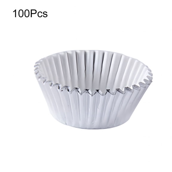 ACDANC 2026 New 100Pcs Aluminum Foil Muffin Cases Paper Baking Cupcake Cups Kitchen Bakeware Silver Aluminum Foil