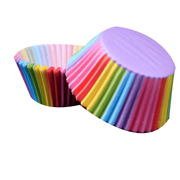 ACDANC 2026 New 100Pcs Cupcake Carrier,Refrigeration Safe Mini Cupcake Liners,Multiple Sizes Available High-Temperature Resistant Material for Baking, Party, Home, Events,Cake Box,Rainbow Border