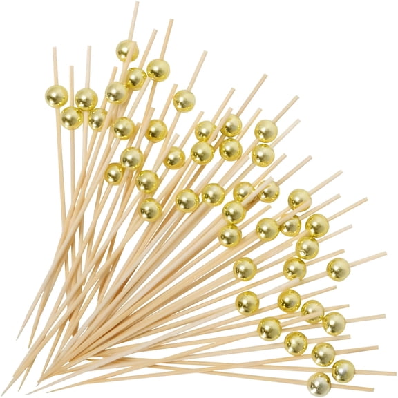 ACDANC 2026 New 100Pcs Fancy Toothpicks for Appetizers,Gold Cocktail Picks for Party Decoration,Appetizer Skewers for Charcuterie,Sandwiches,Burgers,Fruit for Party,Cocktail,Home,Kitchen,4.7 Inch