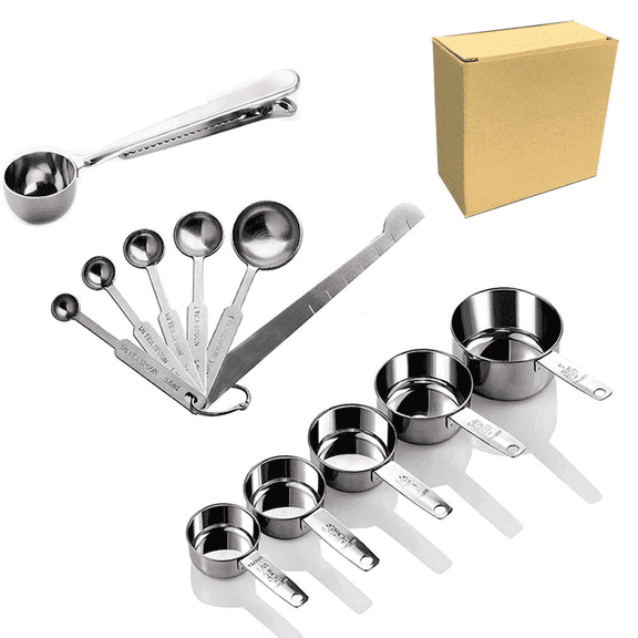 ACDANC 2026 New 12 Pcs Measuring Cups and Spoons Set,Dual Unit Measurement System Kitchen Utensil with Stainless Steel Handles,Clear Embedded Measurement Marks Measuring Spoons Set