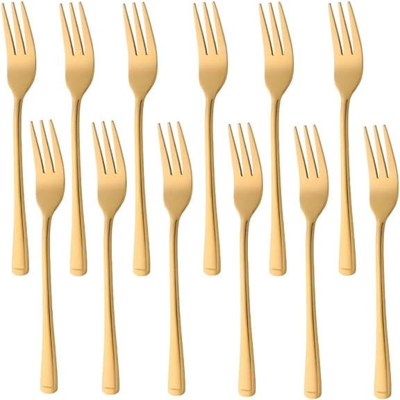ACDANC 2026 New 12-Piece Gold Dessert Forks Set - Mini Tea Pastry Forks for Fruit Salad,Appetizer,Dishwasher Safe for Party,Home,Tea,Events