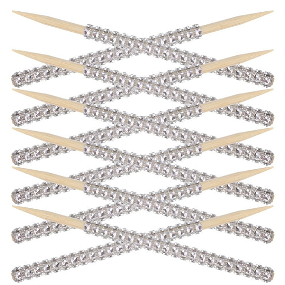 ACDANC 2026 New 12Pcs Delicate Candy Sticks Wooden Apples Sticks Rhinestone Cake Sticks Festival Accessory for Parties,Weddings,Birthdays,Dessert Tables,Candy Buffets,Celebrations