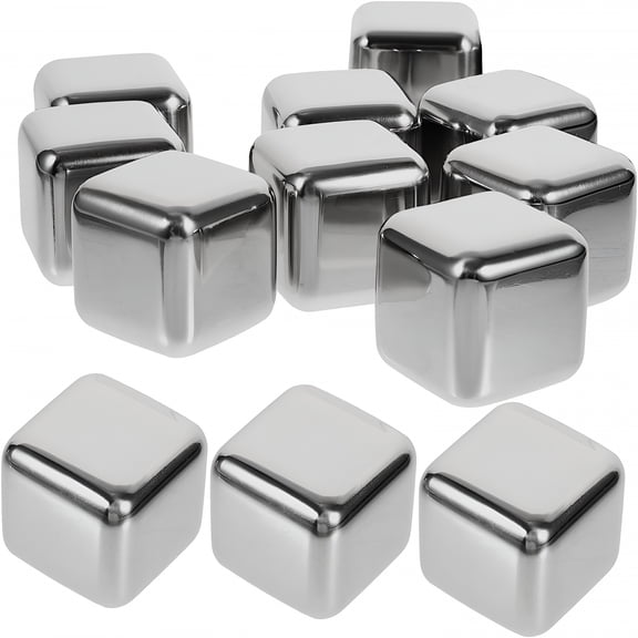 ACDANC 2026 New 12Pcs Metal Ice Cubes Stainless Steel Set Silver Wine 304 Stainless Steel, for Beverages, Drinks, Wine, Cocktails, Home Bar, Parties.