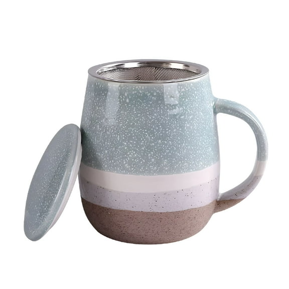 ACDANC 2026 New 13.5 Oz Reactive Glaze Tea Mugs with Infuser and Lid, Loose Leaf Tea Infuser Cup, Ceramic Steeping Teacup with Filter for Single, Microwave & Dishwasher Safe