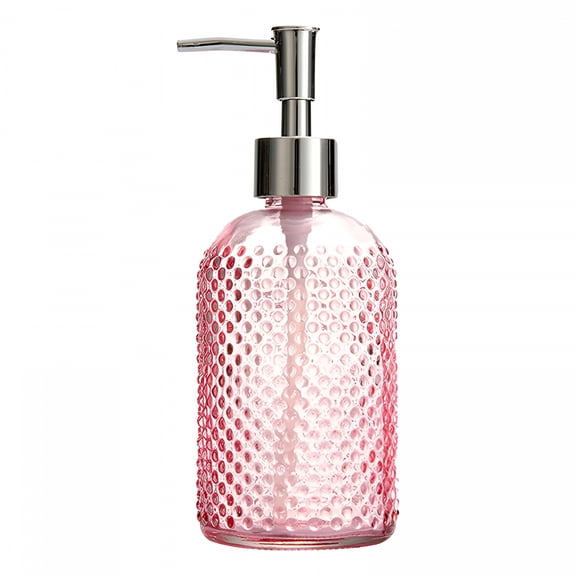 ACDANC 2026 New 13.5Oz Glass Pump Soap Dispenser Bottle, Lotion Dispenser 400Ml, Pink Soap Dispenser, Stylish Heavy Duty Body Wash Dispenser for Salon, Bathroom, Hotel Pink