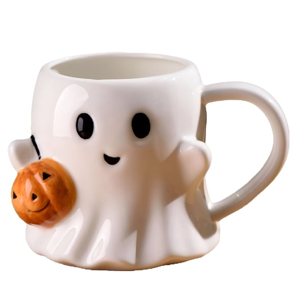 ACDANC 2026 New 14 Oz Halloween Ghost Coffee Mug for Home,Office,Party - Cute Ceramic Ghost Pattern Ghostface Mug Coffee Cup Halloween Accessories Birthday Gifts for Kids Adult (White)