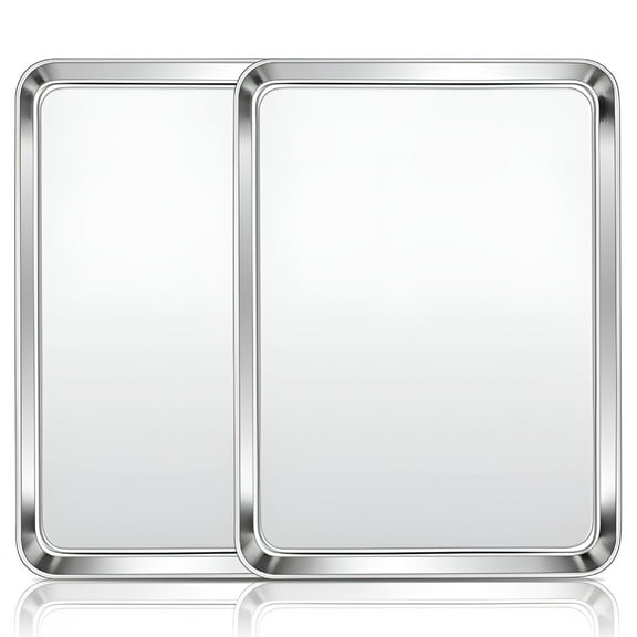 ACDANC 2026 New 16X 12 Baking Pan Cookie Sheet Set of 2,Stainless Steel Rimmed Half Sheet,Metal Flat Cooking Tray Pans for Oven Toasting for Home,Bakery,Restaurant,Camping,Kitchen