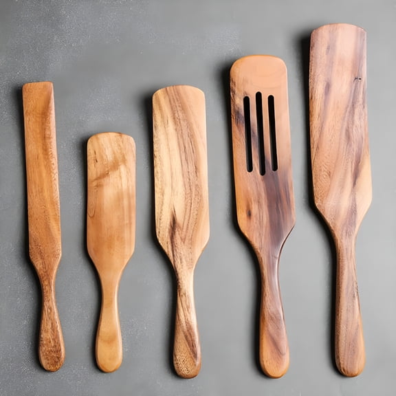 ACDANC 2026 New 1Pc Natural Acacia Wooden Spurtle - Heat Resistant Wood Spatula Cooking Utensils for Non Stick Cookware - Wooden Spoons for Mixing,Stirring,Serving for Home,Restaurant,Bbq,Kitchen