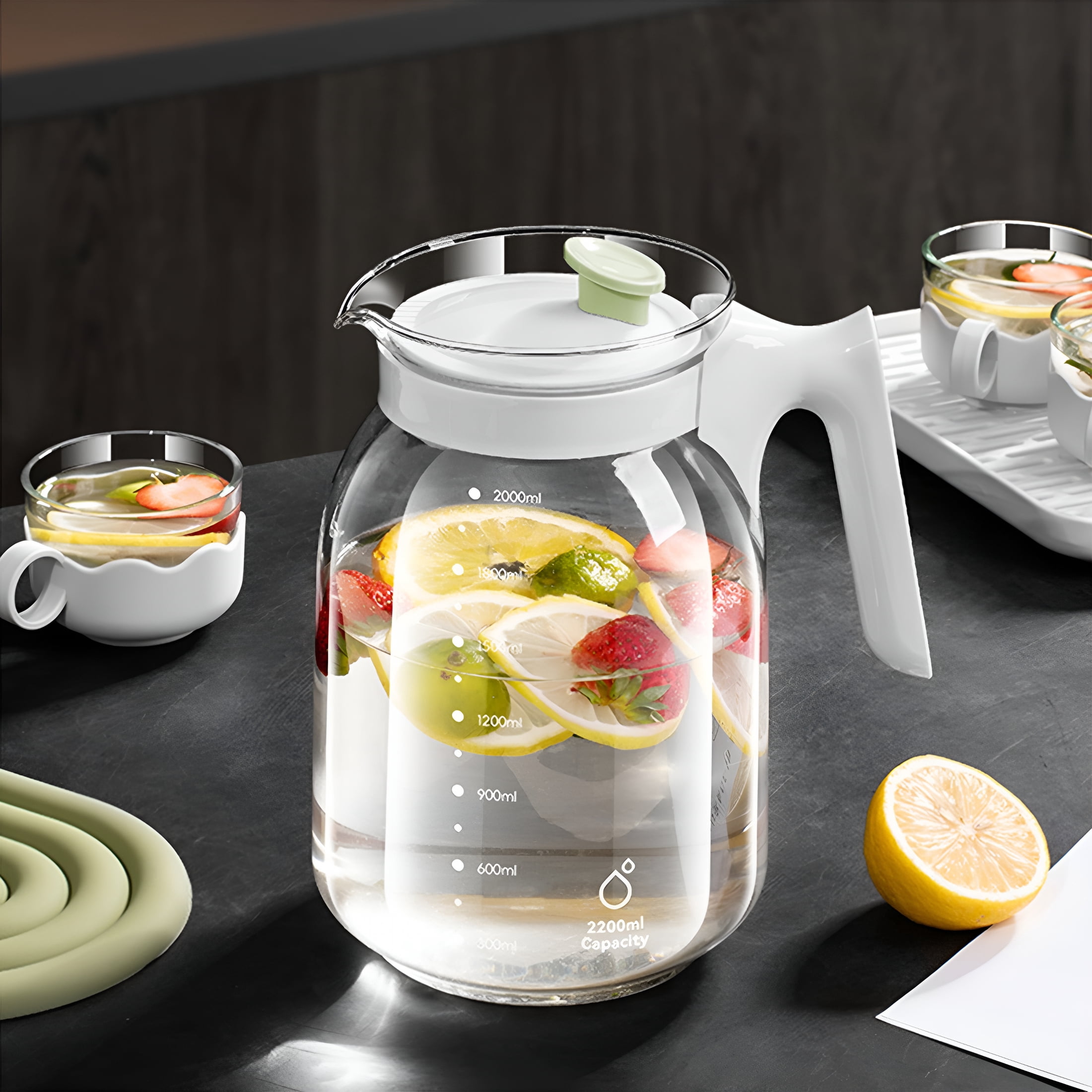 ACDANC 2026 New 1Pcs Glass Pitcher with Lid and Spout,Breast Milk Pitcher with Handle for Fridge,Borosilicate Glass Carafe for Hot/Cold Drink,Small Jug for Iced Tea,Coffee,Water Storage Container