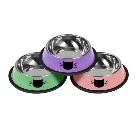 ACDANC 2026 New 2 Pack/ 3 Pack Cat Bowls Non-Slip Stainless Steel Small Cat Food Bowls,Unbreakable Thicken Cat Feeder 7 Oz Cat Dishes Suitable for Indoor Small Pets Removable Rubber Base,Easily Clean