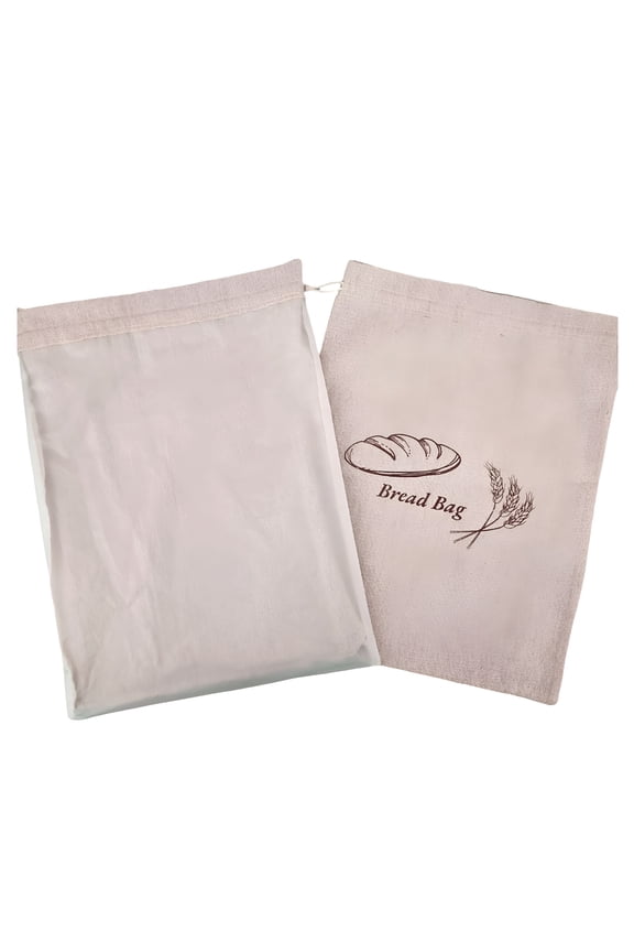 2026 New 2 Pack Bread Bags for Homemade Bread - Plastic Lined - Reusable Linen Bread Bag with Plastic Liner for Sourdough and Bread Storage - 15In X 11In