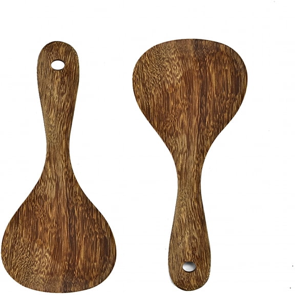 ACDANC 2026 New 2 Pack Premium Wood Rice Paddle,Rice Serving Spoon,Asian Kitchen Wooden Rice Spatula Wood Kitchen Utensils Set for Home,Restaurant,Kitchen,Bbq,Picnic