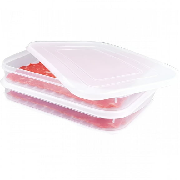 ACDANC 2026 New 2 Packs Bacon Keeper Plastic Deli Meat Container with Lids,Airtight Cold Cuts Storage Containers for Fridge,Storage Box Food Shallow Low Profile Bacon Holder Deli Containers with Lids