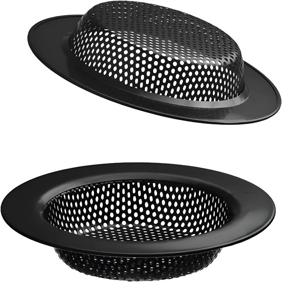 ACDANC 2026 New 2 Pcs Black Stainless Steel Mesh Sink Drain Strainer,4.5"Top/3" Kitchen Filter Trap Basket,Large Food Catch for Bathtub Wash Basin Floor Drain Balcony Drain Hole Electroplated Coating
