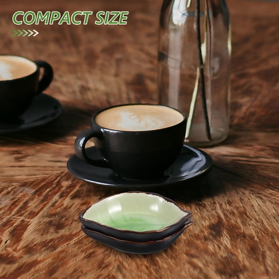 ACDANC 2026 New 2 Pcs Ceramic Coffee Spoon Rest with Ice Cracks Leaf Design Small Teaspoon Holder for Coffee Station Accessories in Light Green