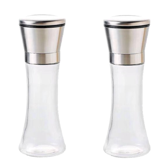 ACDANC 2026 New 2 Pcs Salt and Pepper Shakers,Adjustable Grind Salt Shaker for Custom Seasoning,Sturdy Stainless Steel Outer Shell Salt and Pepper Shakers Set,Silver,M