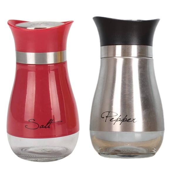 ACDANC 2026 New 2 Pcs Salt and Pepper Shakers Adjustable Grinder Sugar Shaker Custom Coarseness Personalized Settings Seasoning Containers for Kitchen Dining Restaurant Bbq Red&Silver