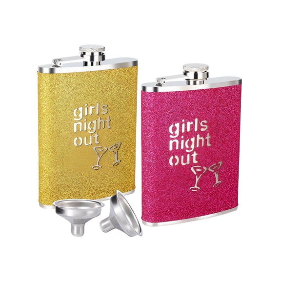 ACDANC 2026 New 2 Pieces 8 Oz Flask for Liquor for Women,304 Stainless Steel Leak Proof Colorful Glitter Coating with Funnel Set,Girls Night Out Pocket Cute Hip Flask