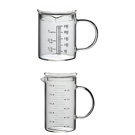 ACDANC 2026 New 2 Pieces Glass Measuring Cup with Lid with Handle Multi-Function for Kitchen, Baking, Cooking, Liquid Measurement, Meal Prep, Ingredient Mixing