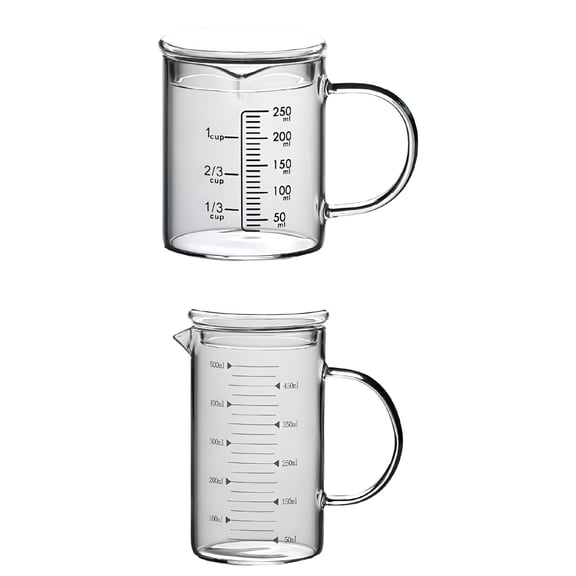 ACDANC 2026 New 2 Pieces Glass Measuring Cup with Lid with Handle Multi-Function for Kitchen, Baking, Cooking, Liquid Measurement, Meal Prep, Ingredient Mixing