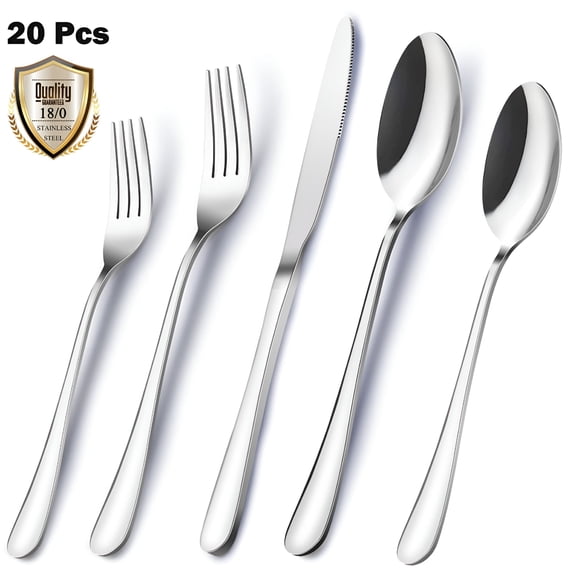 ACDANC 2026 New 20 Packs Silverware Set,Stainless Steel Flatware Set Service for 4,Silverware Sets for Home,Restaurant,Dinner Knives Forks Spoons,Mirror Polished,Dishwasher Safe,Silver